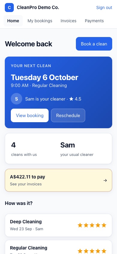 The customer's home on a phone